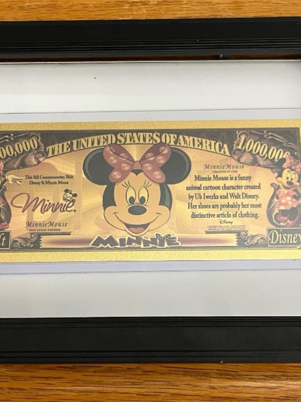 Disney Minnie Mouse Gold and Pink Framed Art Print